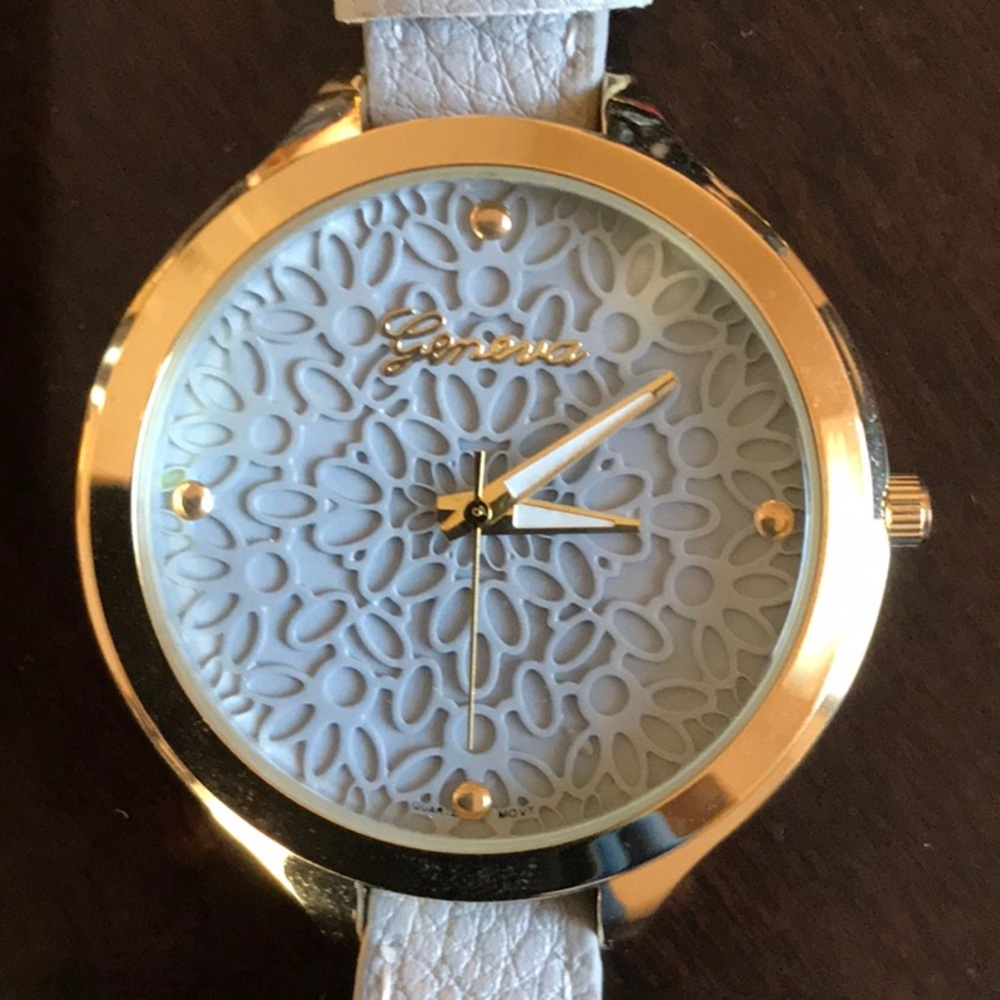 Geneva Watch Gray Band and face with lace